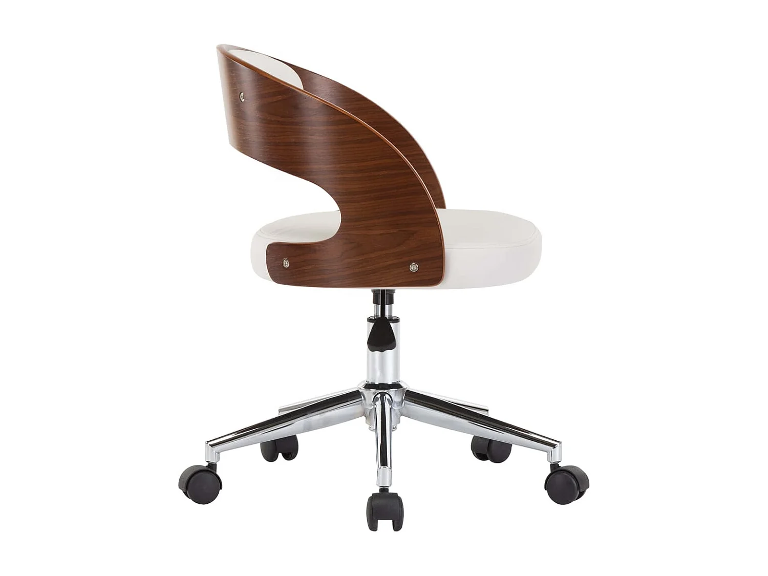 Chaise pivotante de bureau Blanc Bois courbé et similicuir