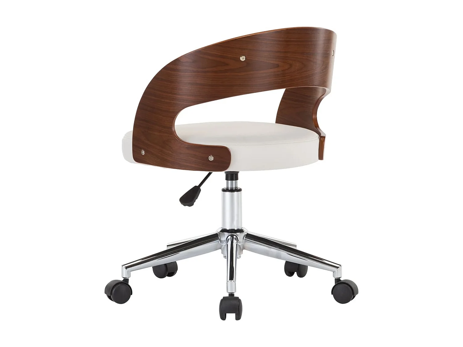 Chaise pivotante de bureau Blanc Bois courbé et similicuir