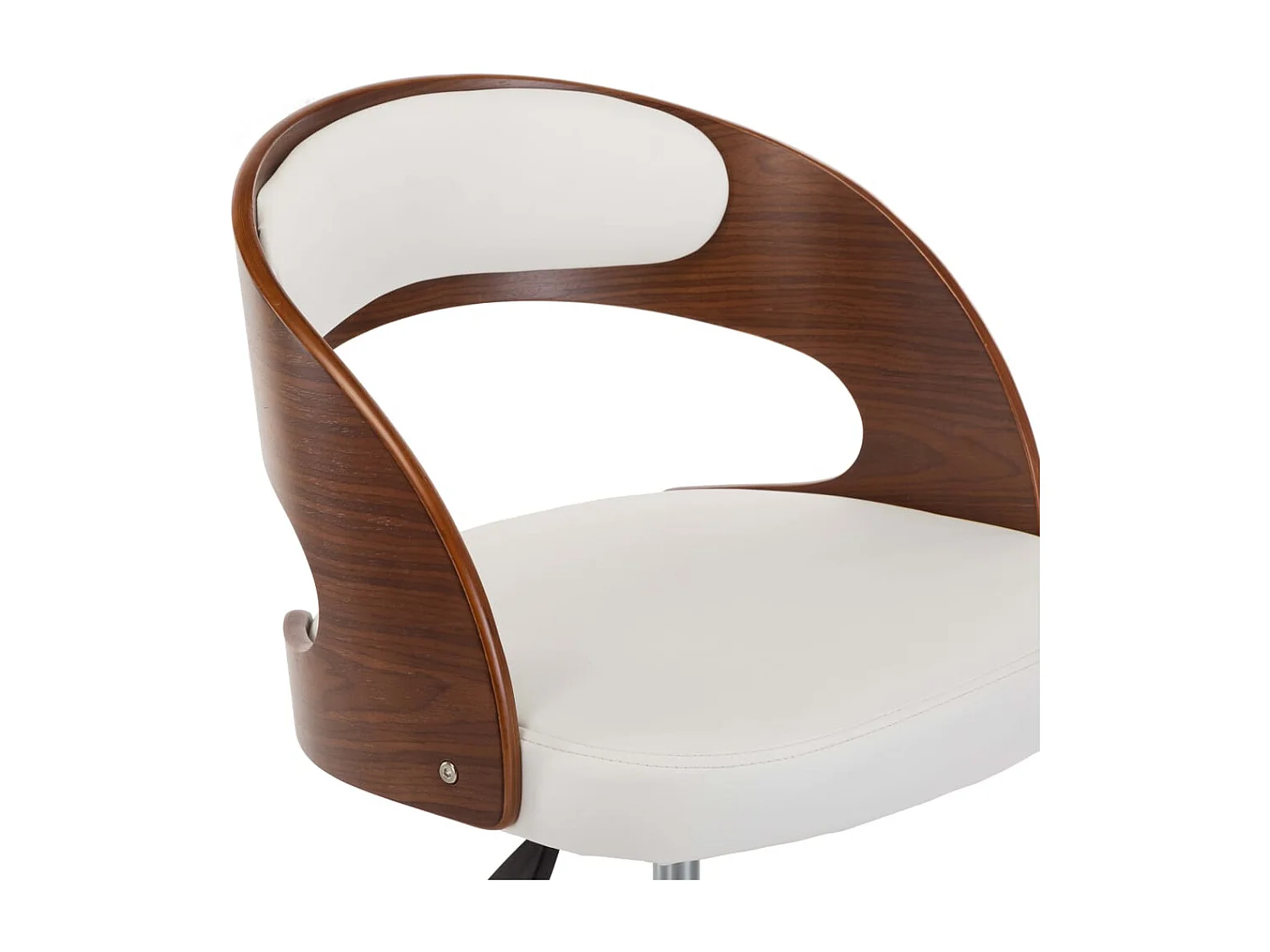 Chaise pivotante de bureau Blanc Bois courbé et similicuir