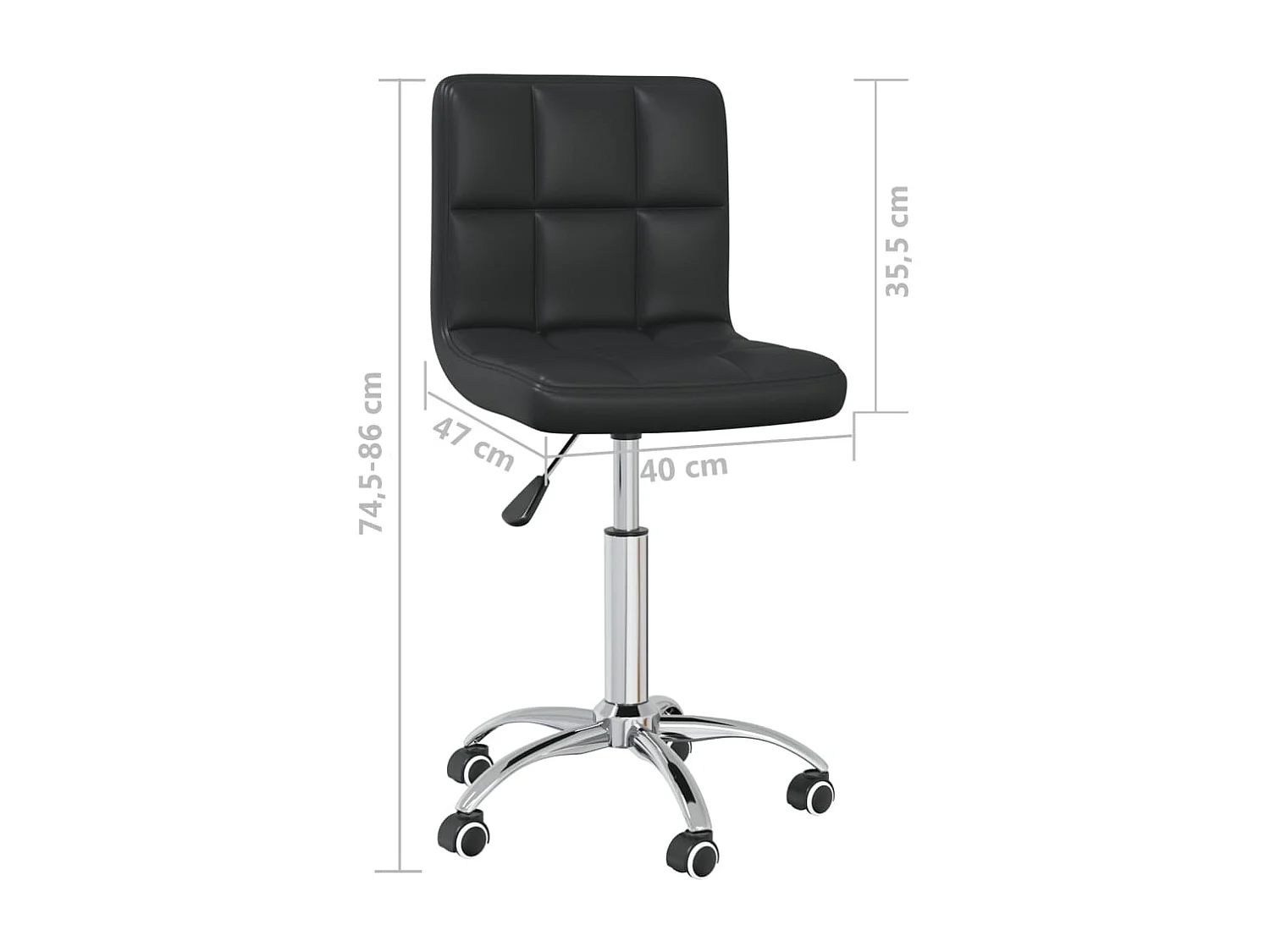 Chaise de bureau pivotante Noir Similicuir