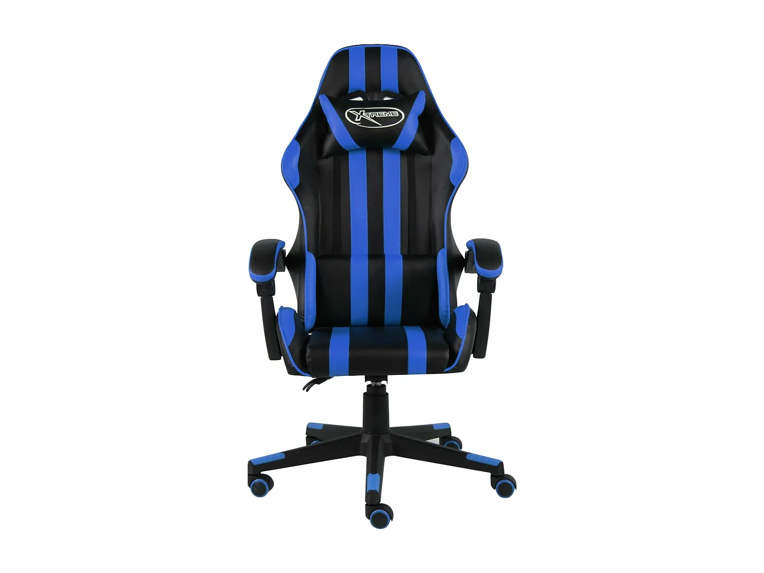 Silla gaming de cuero sintético negro y azul