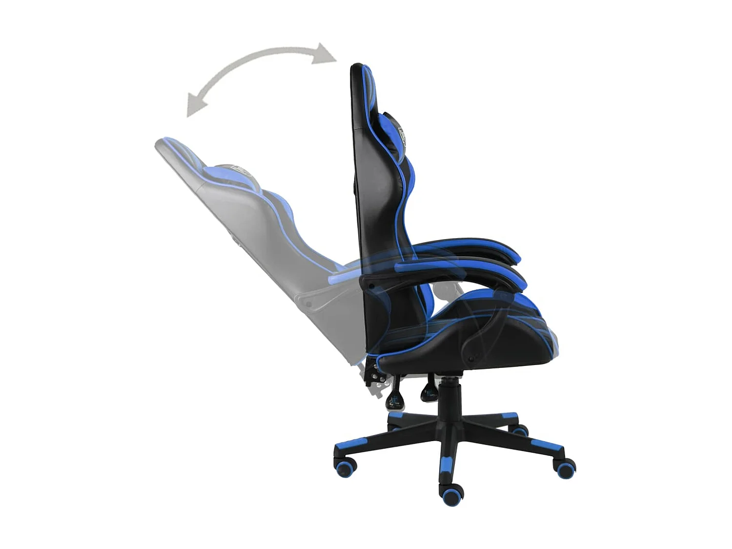 Silla gaming de cuero sintético negro y azul