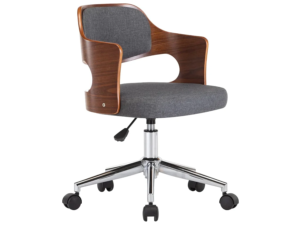 Chaise pivotante de bureau Gris Bois courbé et tissu