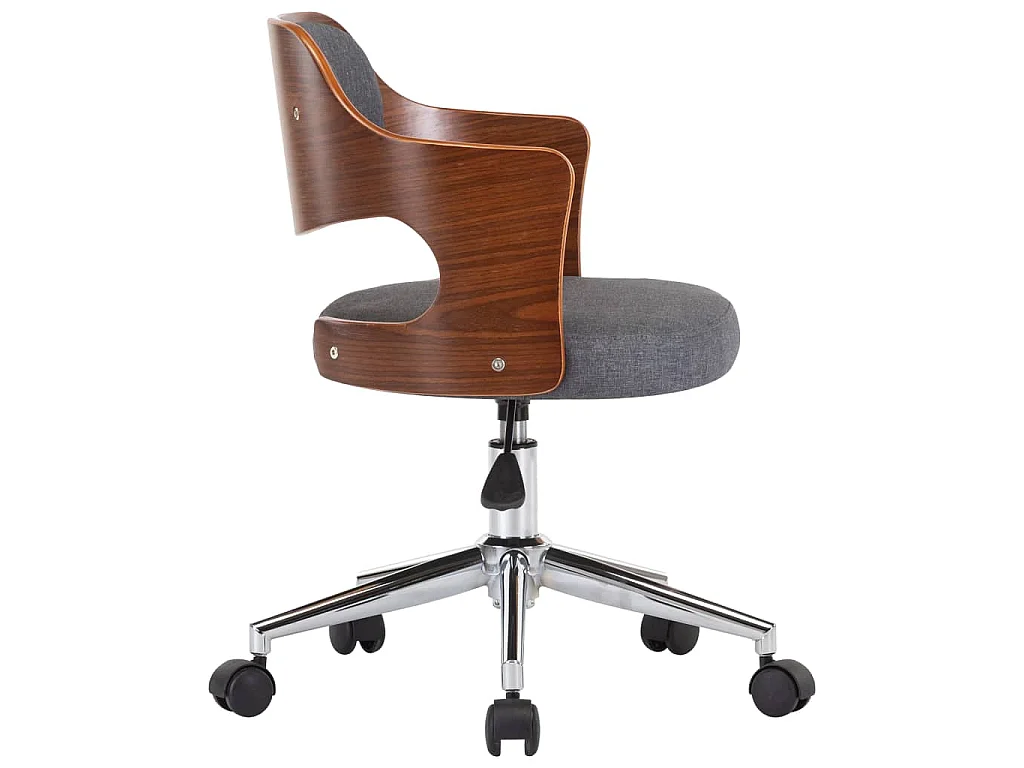 Chaise pivotante de bureau Gris Bois courbé et tissu