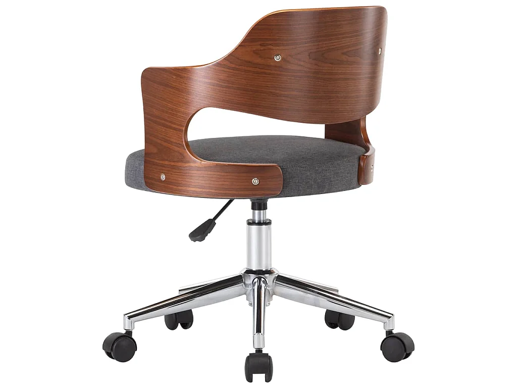 Chaise pivotante de bureau Gris Bois courbé et tissu
