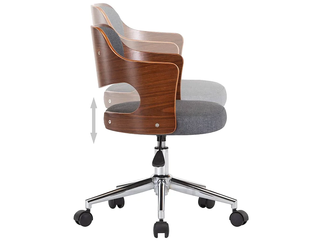 Chaise pivotante de bureau Gris Bois courbé et tissu