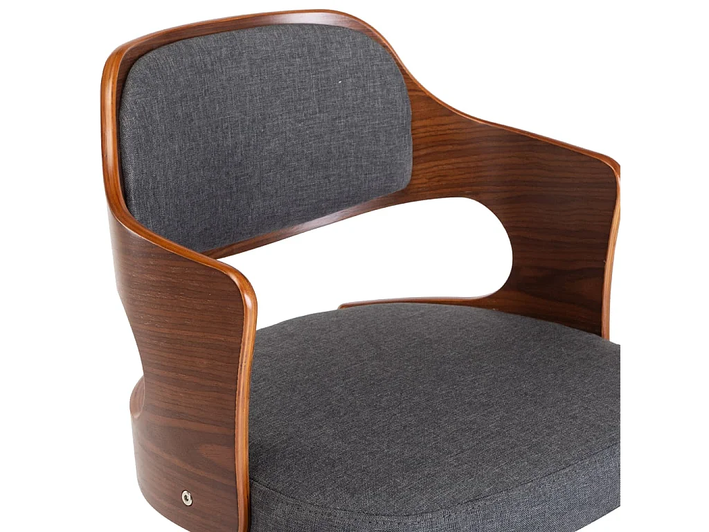 Chaise pivotante de bureau Gris Bois courbé et tissu