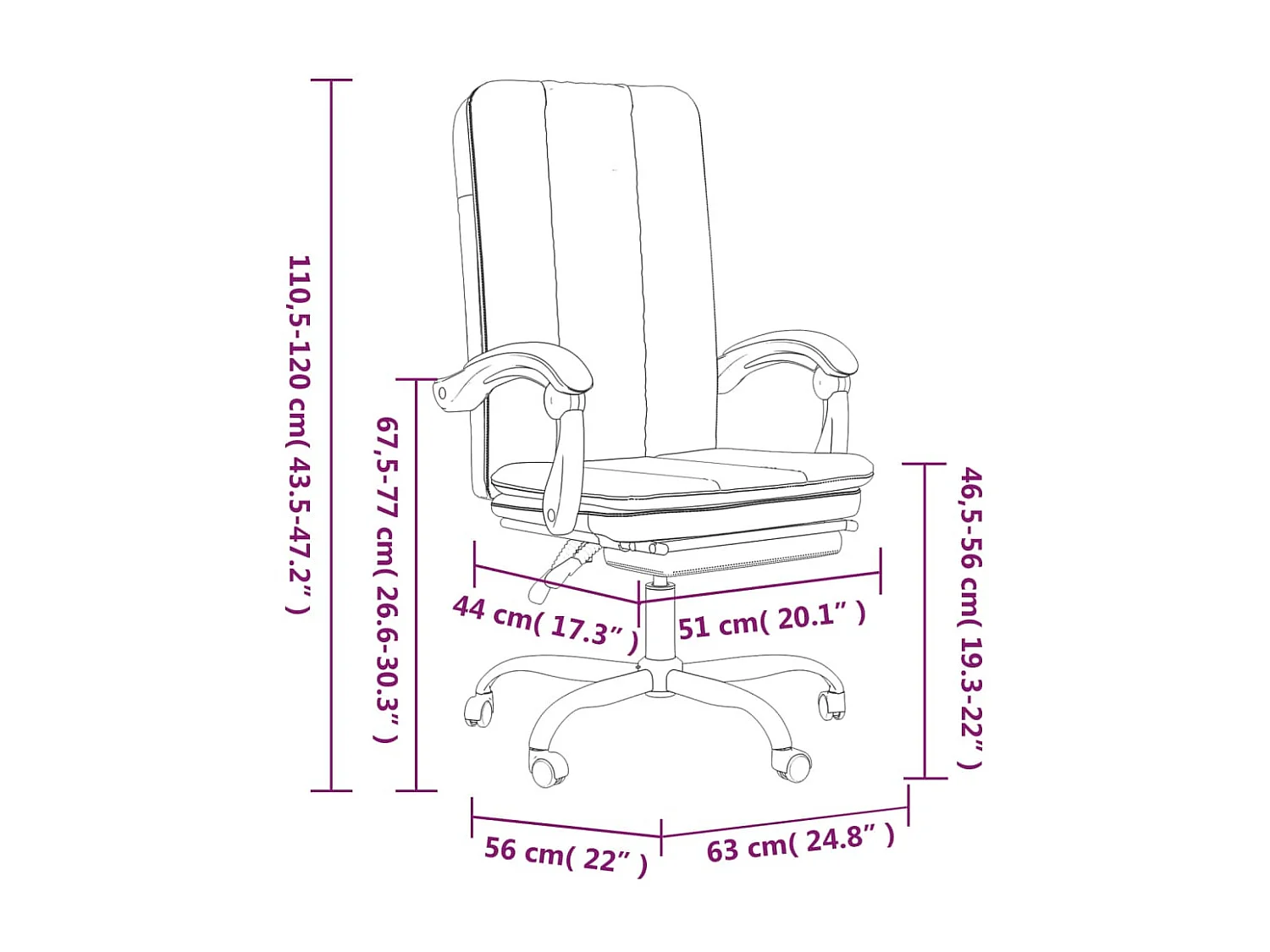 Fauteuil inclinable de bureau Marron Tissu