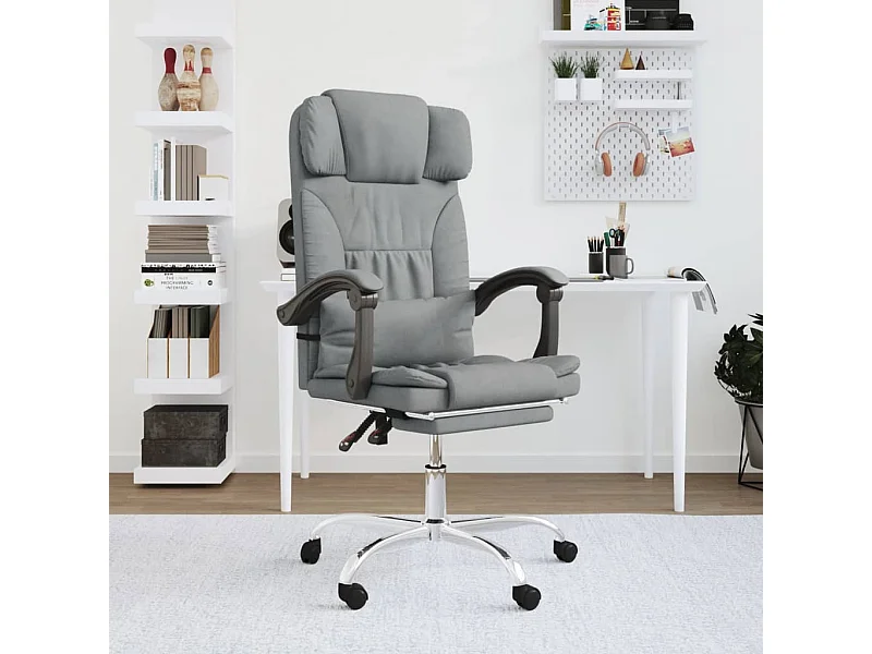 Fauteuil de massage inclinable de bureau Gris clair Tissu