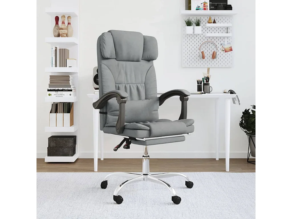 Fauteuil de massage inclinable de bureau Gris clair Tissu