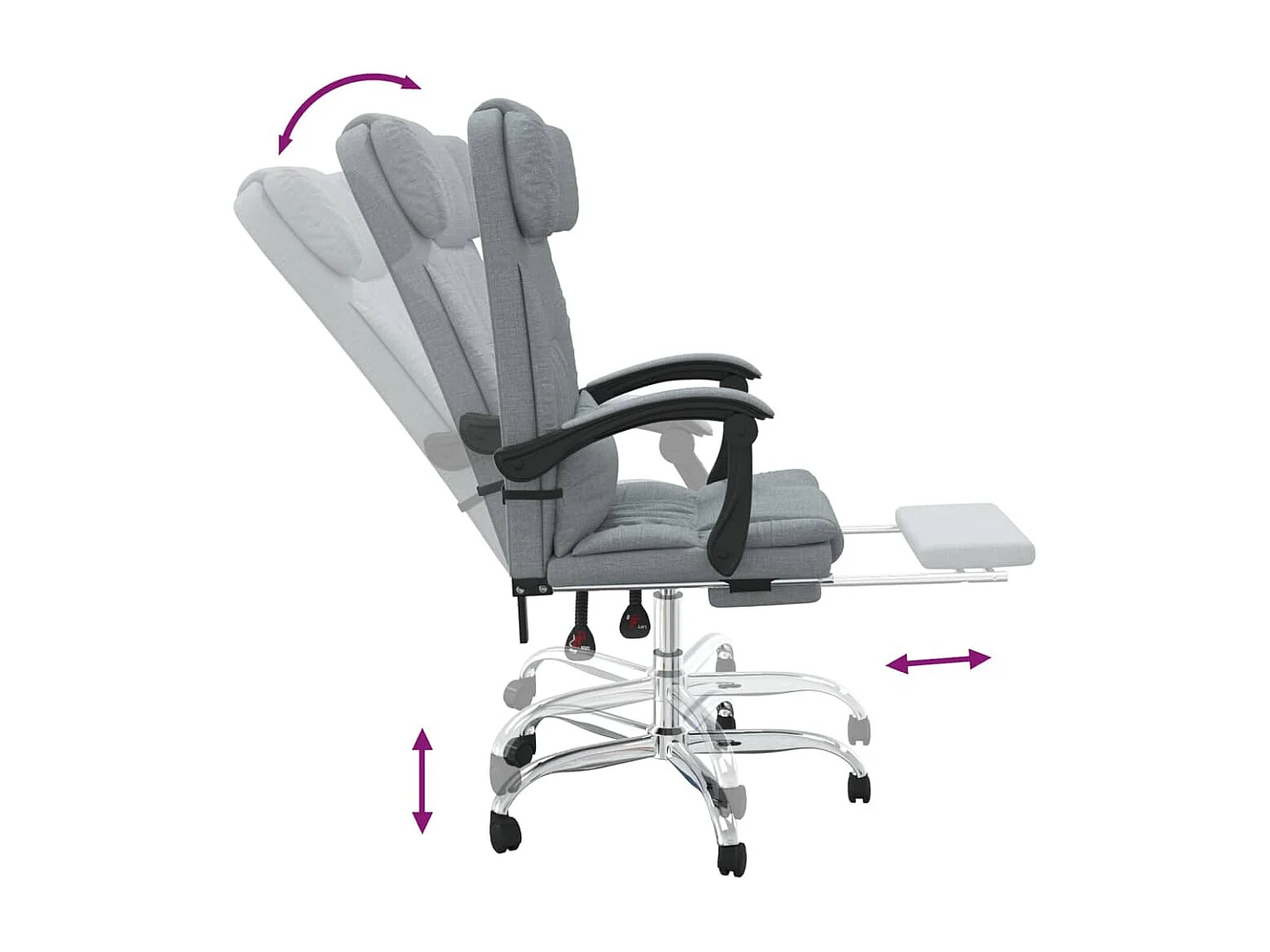 Fauteuil de massage inclinable de bureau Gris clair Tissu