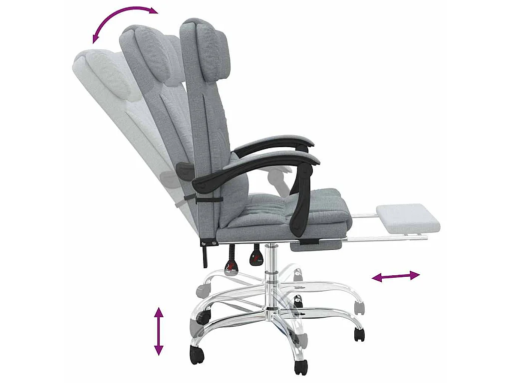 Fauteuil de massage inclinable de bureau Gris clair Tissu