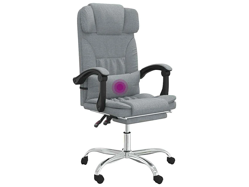 Fauteuil de massage inclinable de bureau Gris clair Tissu