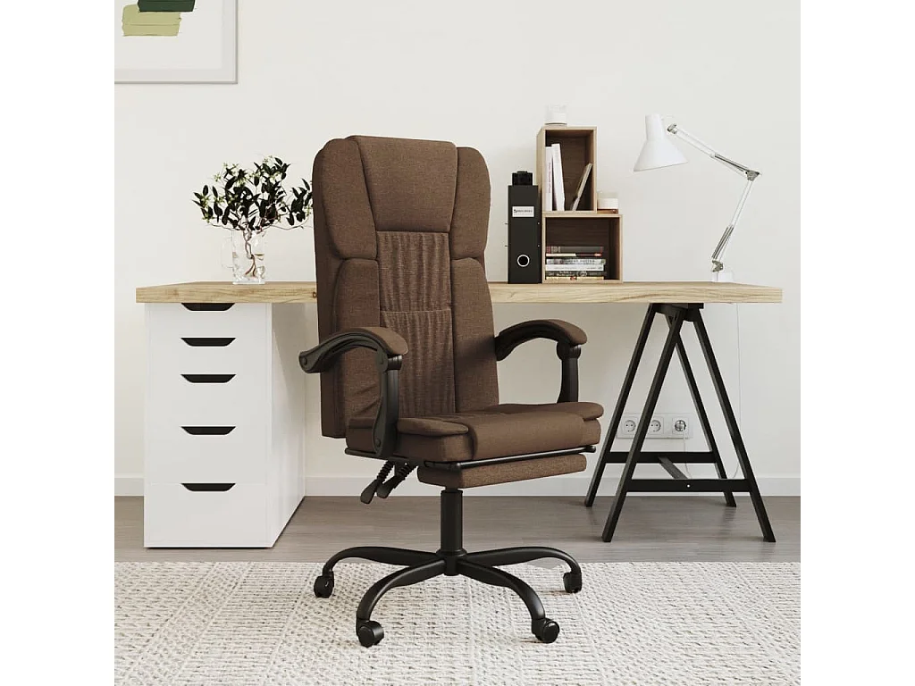 Bürostuhl mit Liegefunktion Braun Stoff