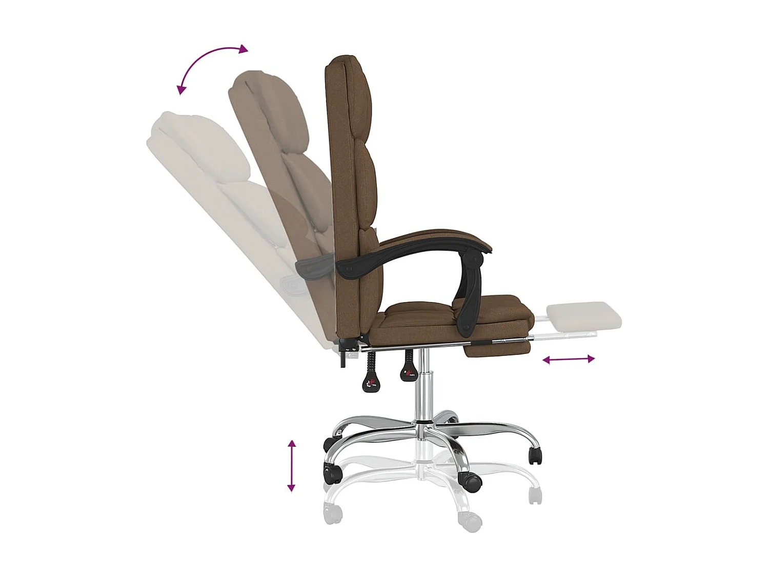 Bürostuhl mit Liegefunktion Braun Stoff