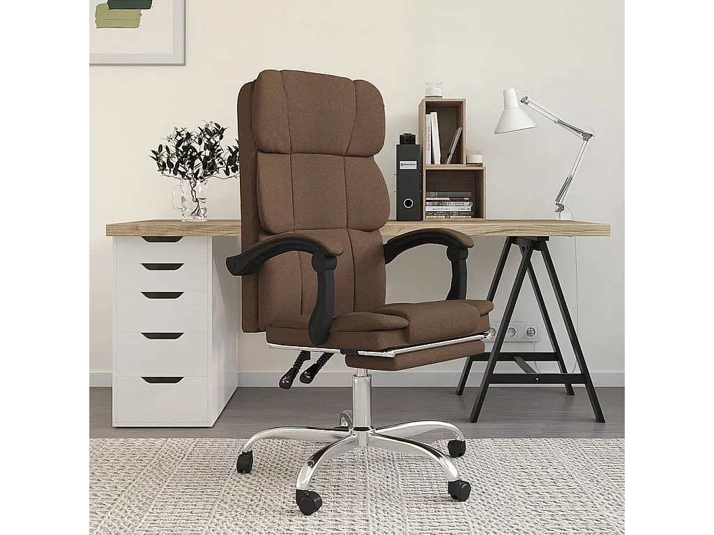 Bürostuhl mit Liegefunktion Braun Stoff
