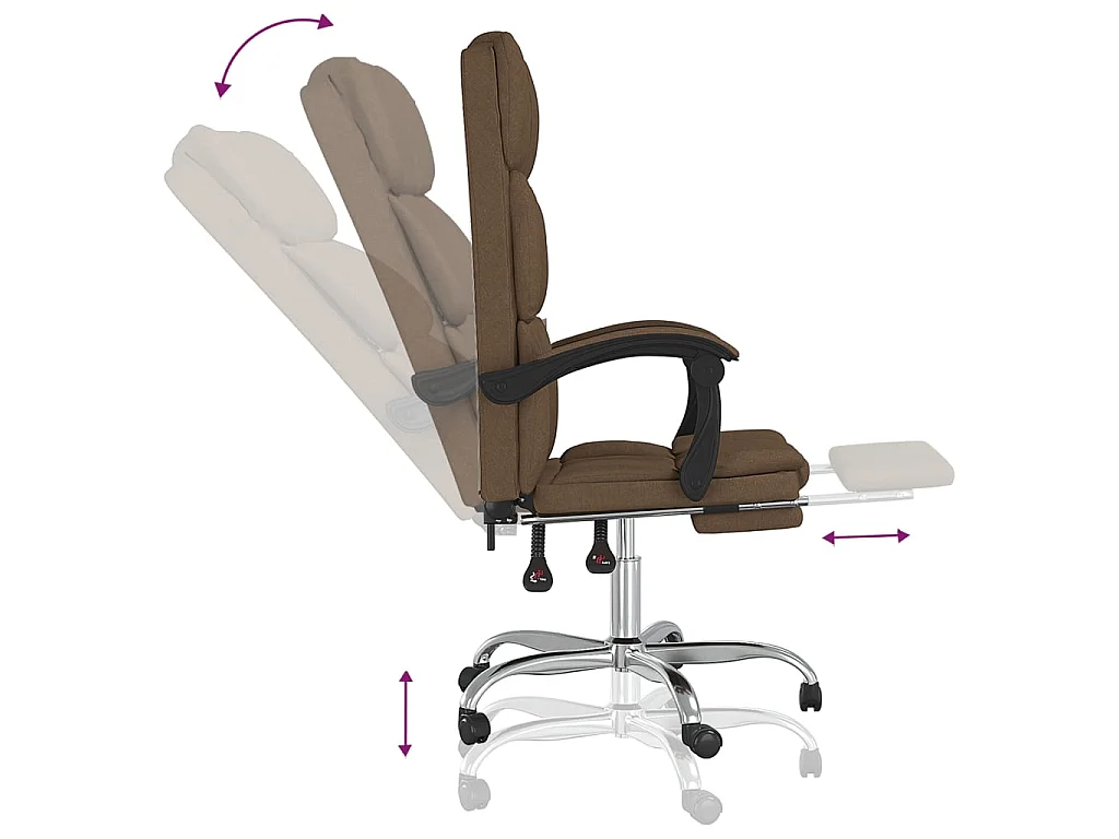 Bürostuhl mit Liegefunktion Braun Stoff