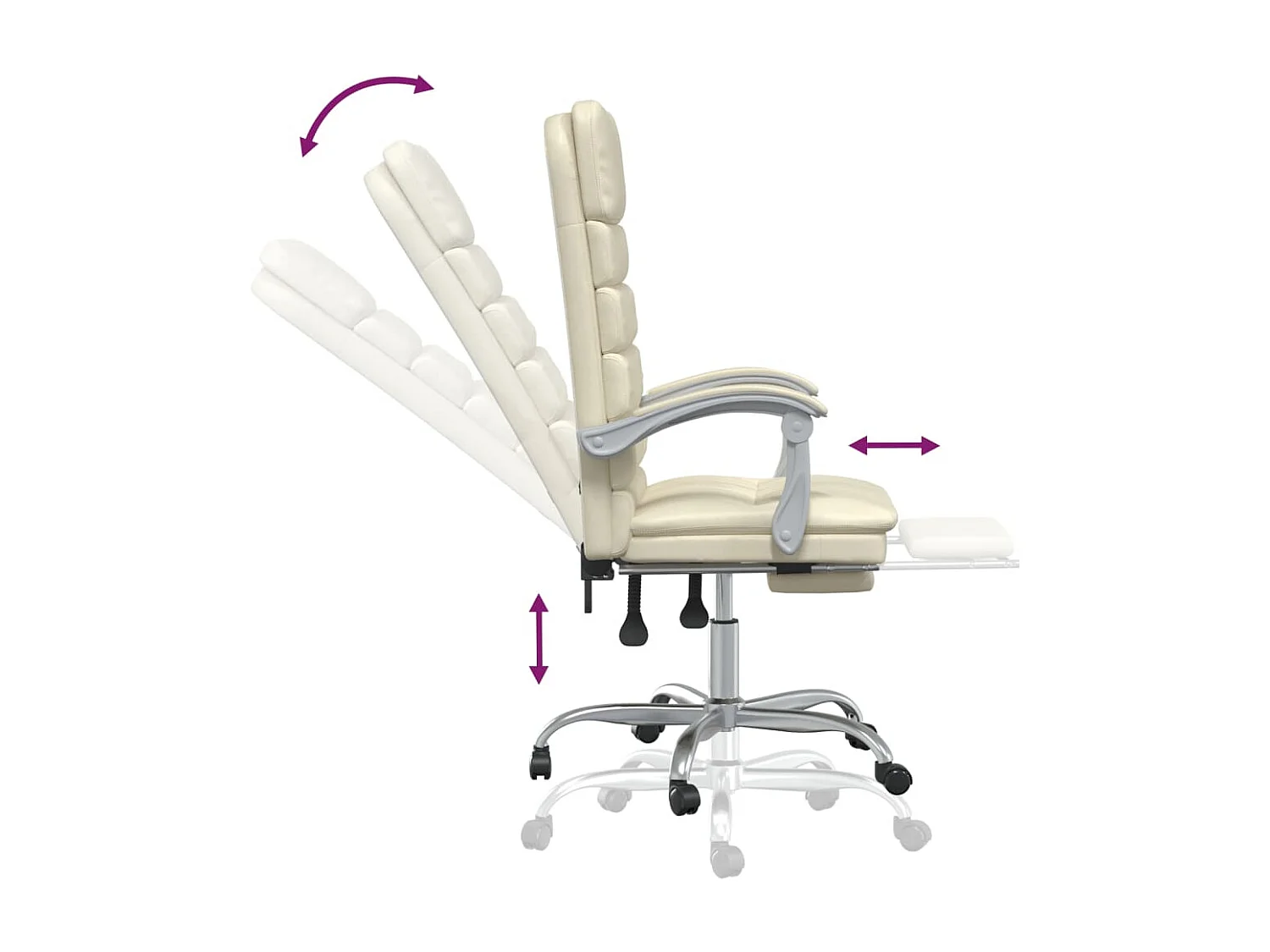 Fauteuil de massage inclinable de bureau Crème Similicuir