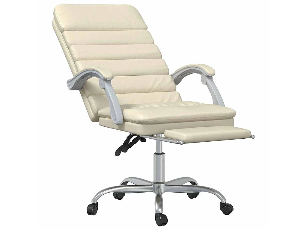 Fauteuil de massage inclinable de bureau Crème Similicuir