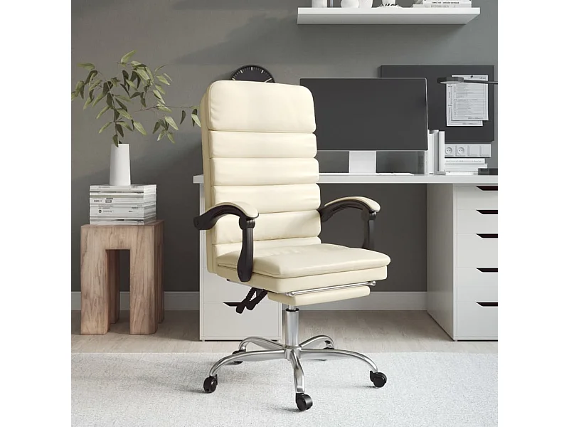 Fauteuil de massage inclinable de bureau Crème Similicuir