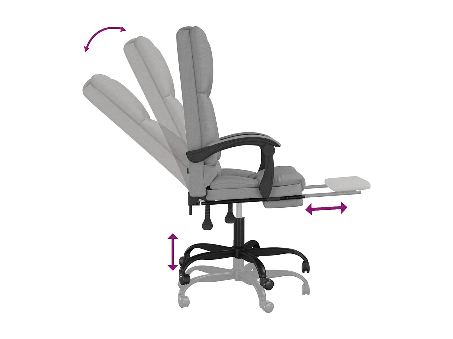 Sedia da Ufficio Massaggio Reclinabile Grigio chiaro in Tessuto