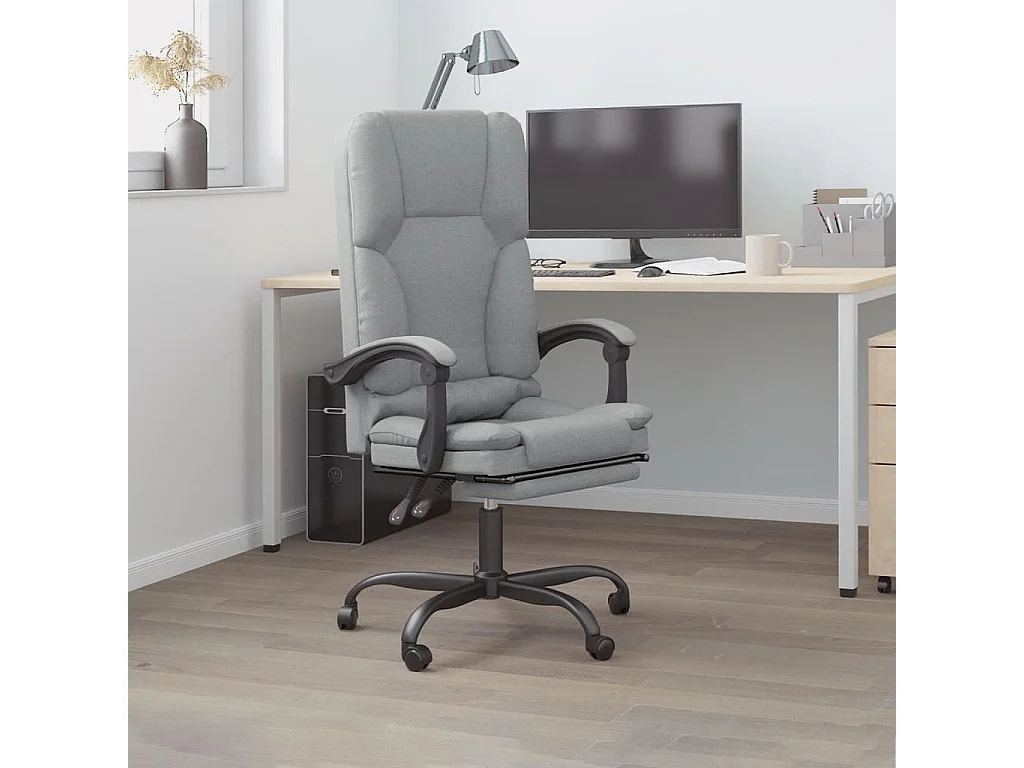 Fauteuil de massage inclinable de bureau Gris clair Tissu