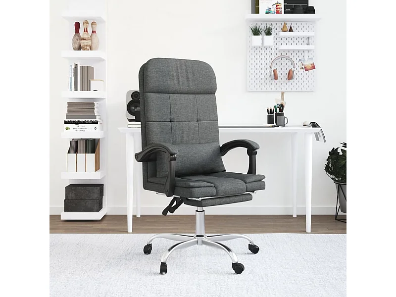 Fauteuil de massage inclinable de bureau Gris foncé Tissu
