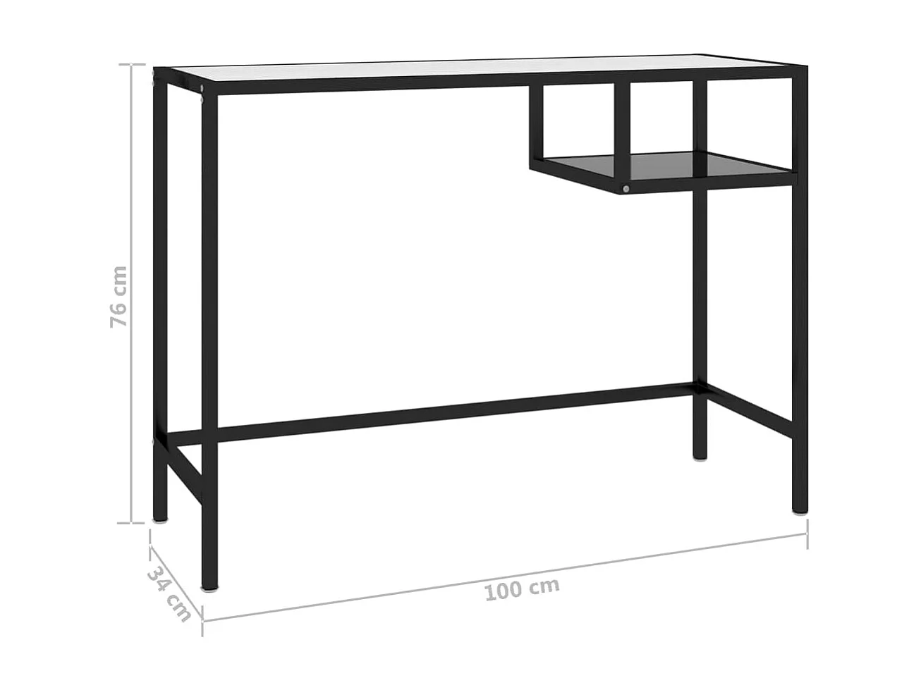 Computertisch Schwarz 100x36x74 cm Glas