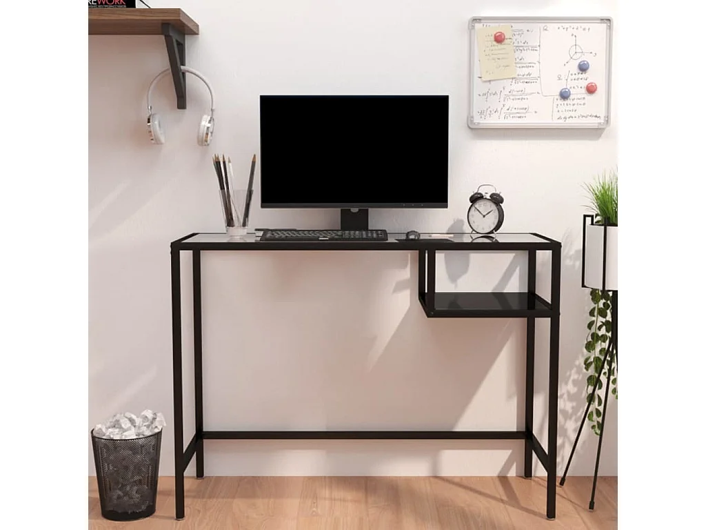 Escritorio para ordenador vidrio negro 100x36x74 cm