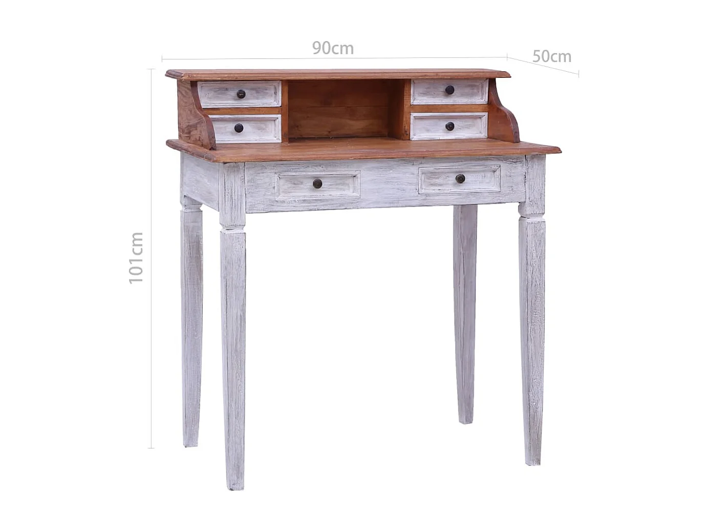 Bureau d'écriture et tiroirs 90x50x101 cm bois massif d'acajou