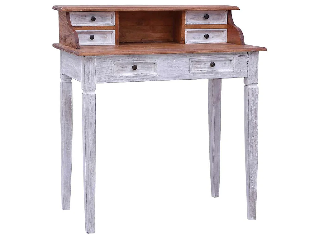 Bureau d'écriture et tiroirs 90x50x101 cm bois massif d'acajou