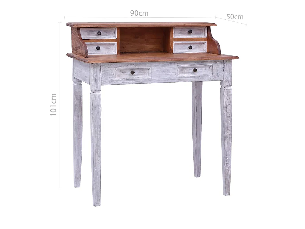 Bureau d'écriture et tiroirs 90x50x101 cm bois massif d'acajou