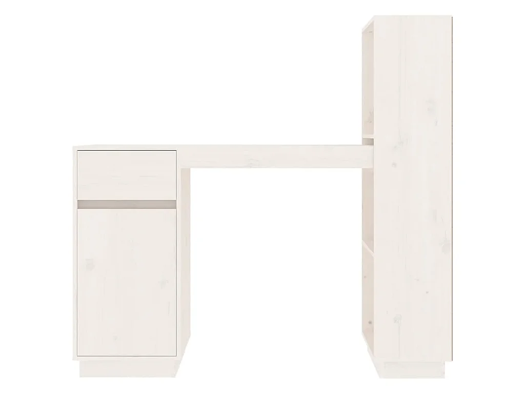 Bureau Blanc 110x53x117 cm Bois massif de pin