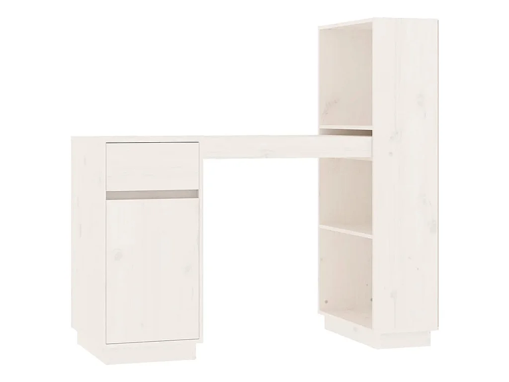 Bureau Blanc 110x53x117 cm Bois massif de pin