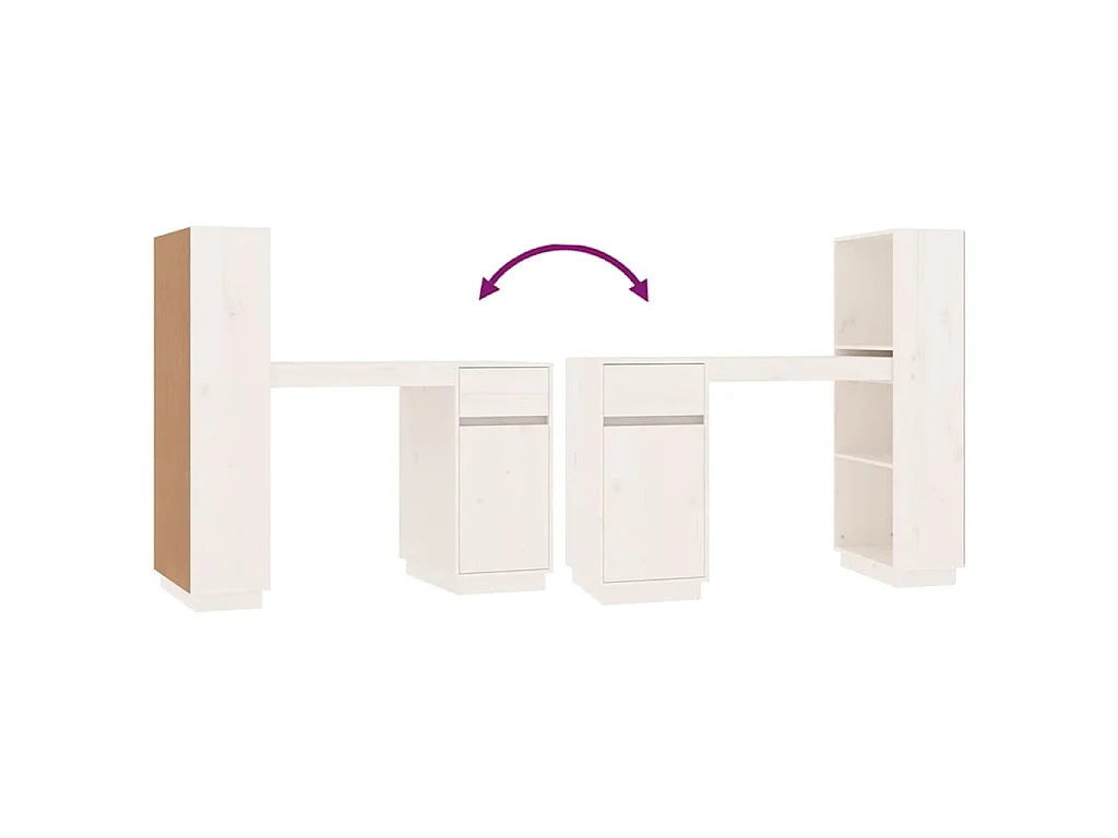 Bureau Blanc 110x53x117 cm Bois massif de pin