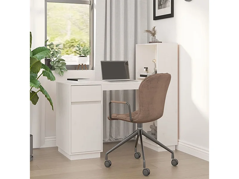 Secretária 110x53x117 cm madeira de pinho maciça branco