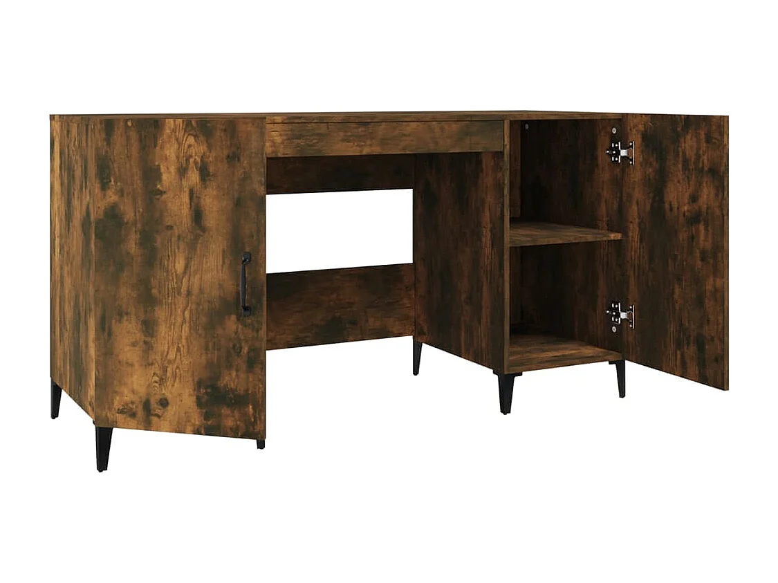Bureau 140x50x75 cm bewerkt hout gerookt eikenkleurig