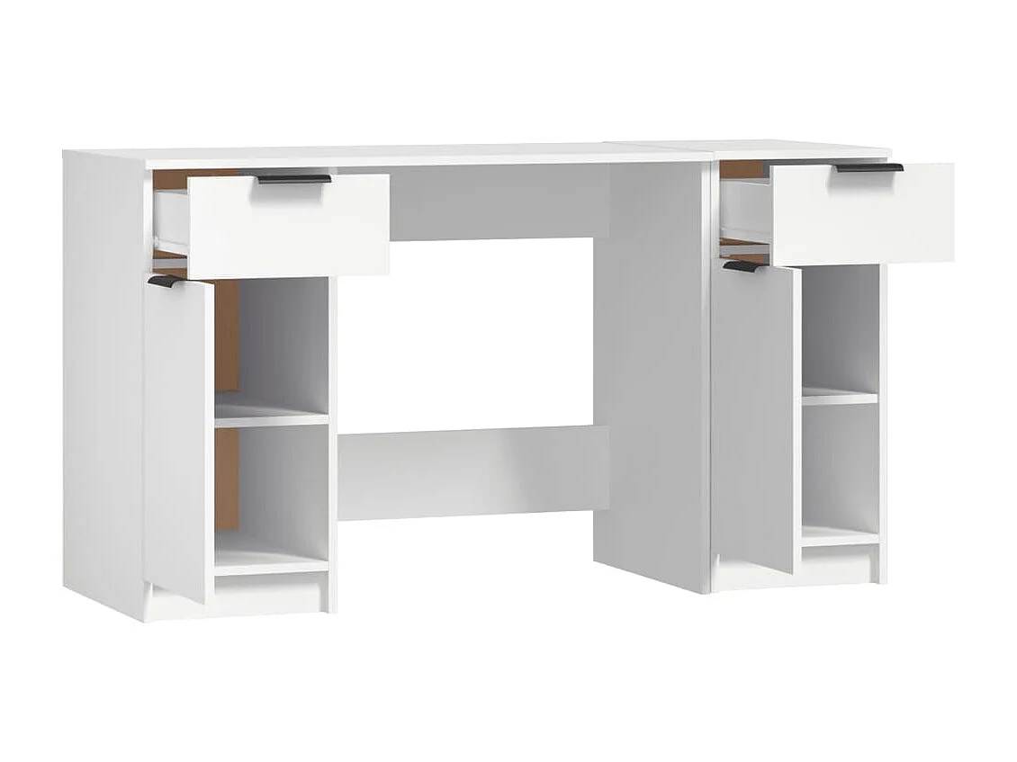 Schreibtisch mit Beistellschrank Weiß Holzwerkstoff