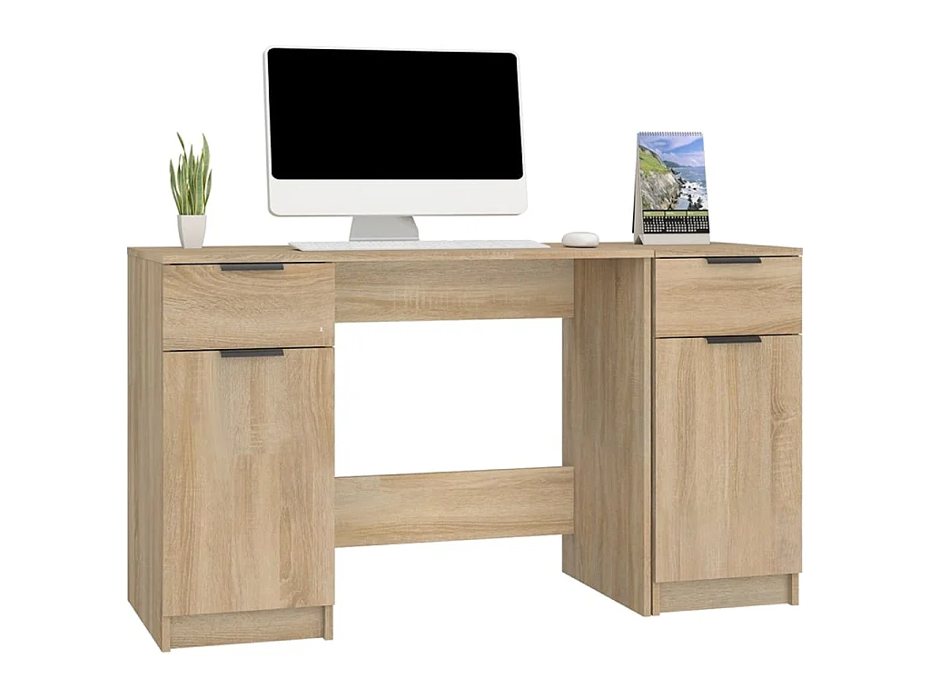 Scrivania con Mobile Laterale Rovere Sonoma Legno Multistrato