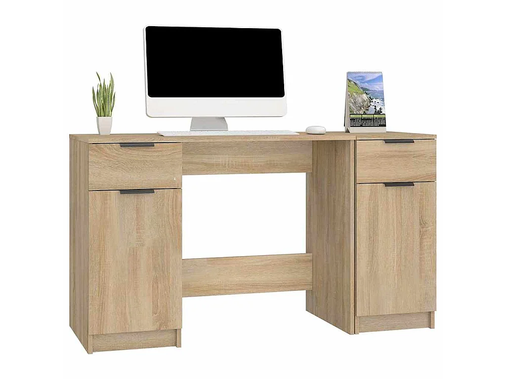 Bureau avec armoire latérale Chêne sonoma Bois d'ingénierie