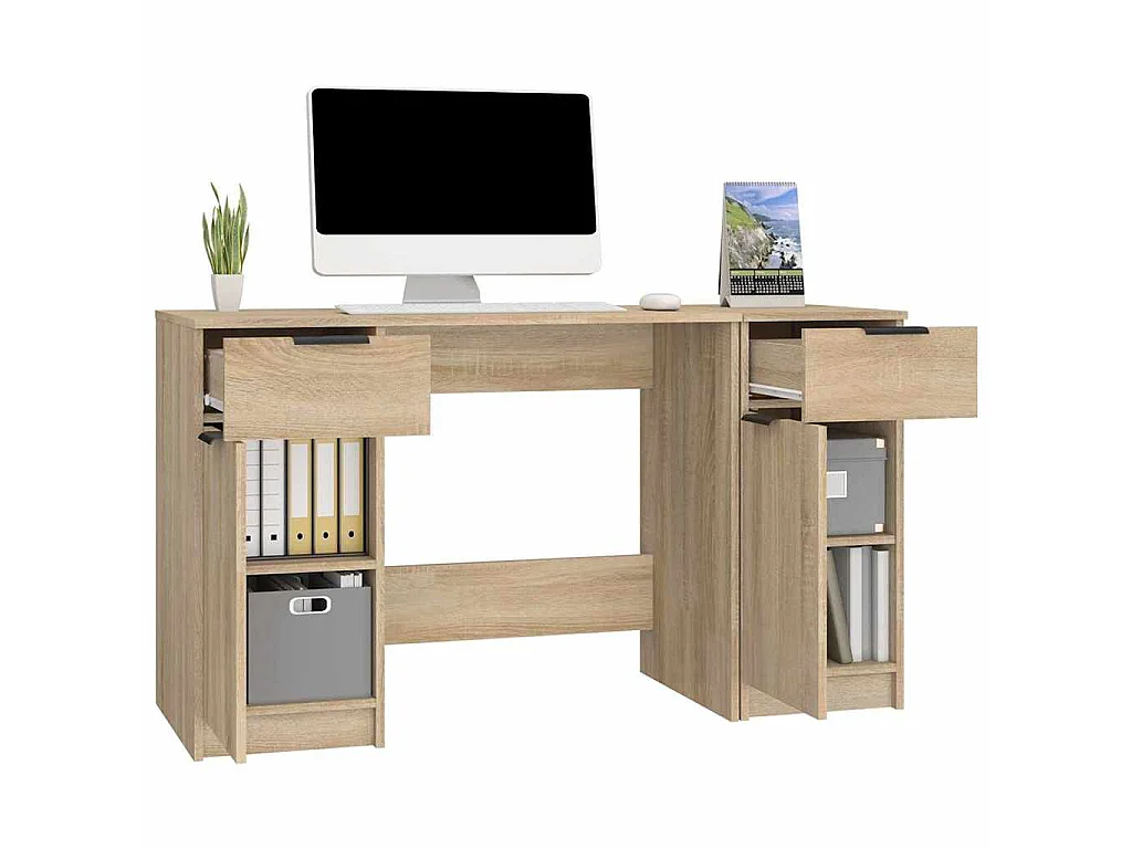 Bureau avec armoire latérale Chêne sonoma Bois d'ingénierie