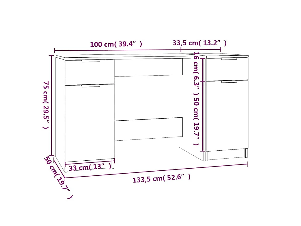 Bureau avec armoire latérale Chêne sonoma Bois d'ingénierie