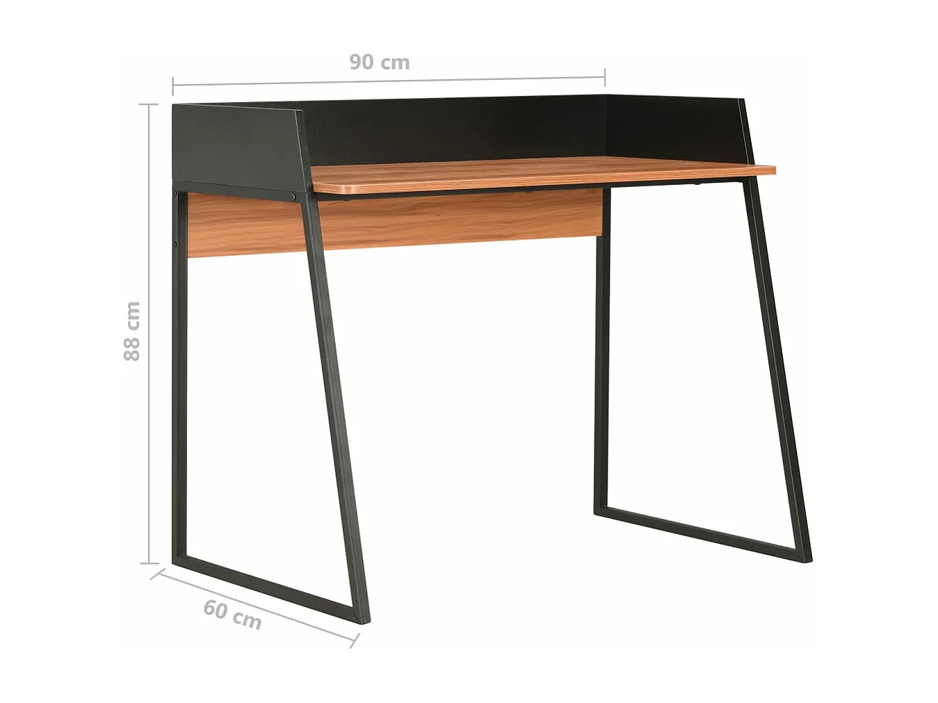 Escritorio negro y marrón 90x60x88 cm