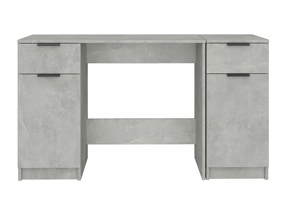Bureau avec armoire latérale Gris béton Bois d'ingénierie