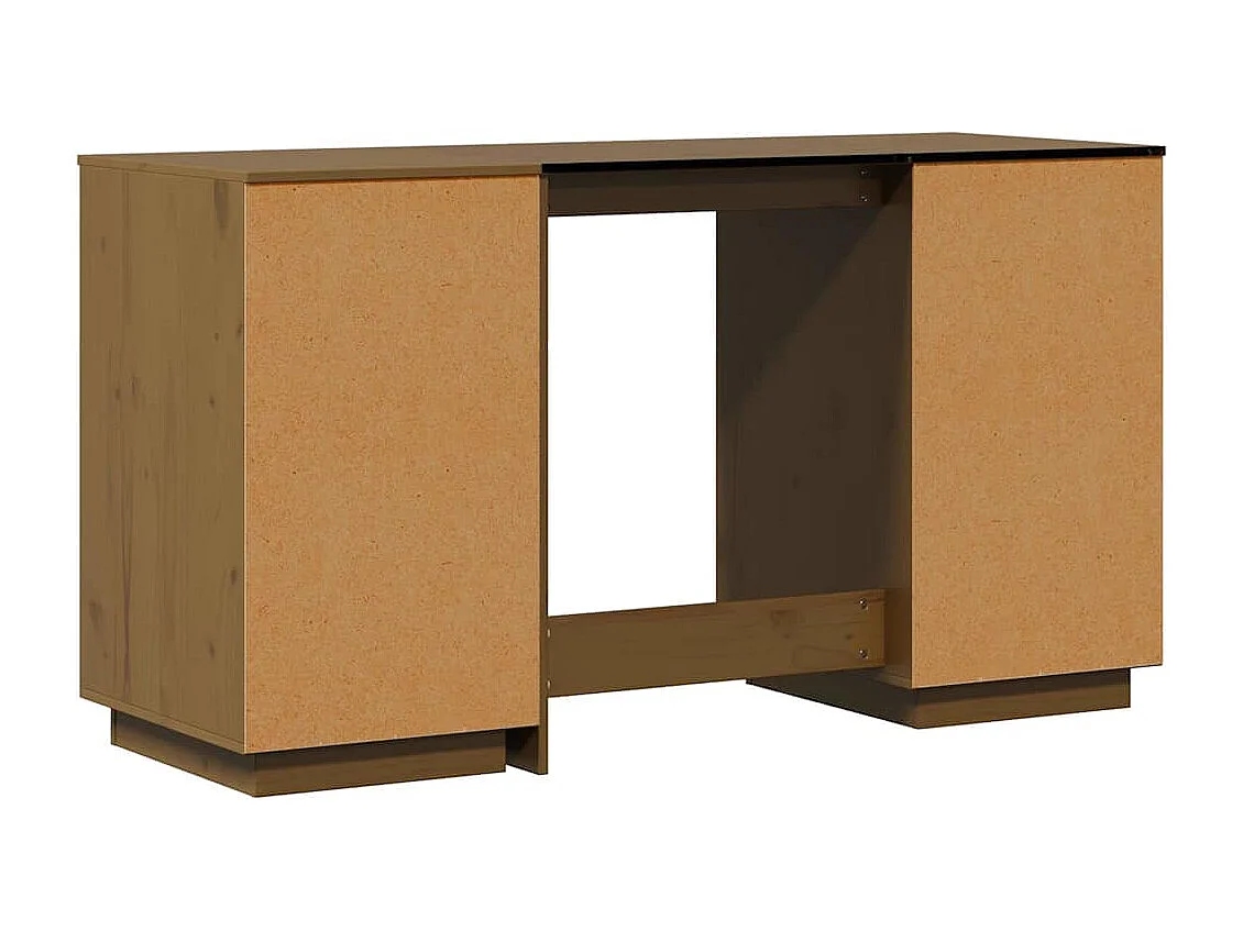 Secretária com armários 135x50x75 cm pinho maciço castanho mel