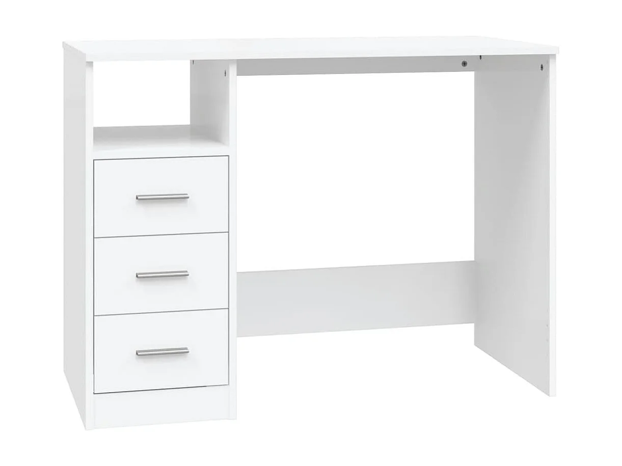 Bureau avec tiroirs Blanc 102x50x76 cm Bois d'ingénierie