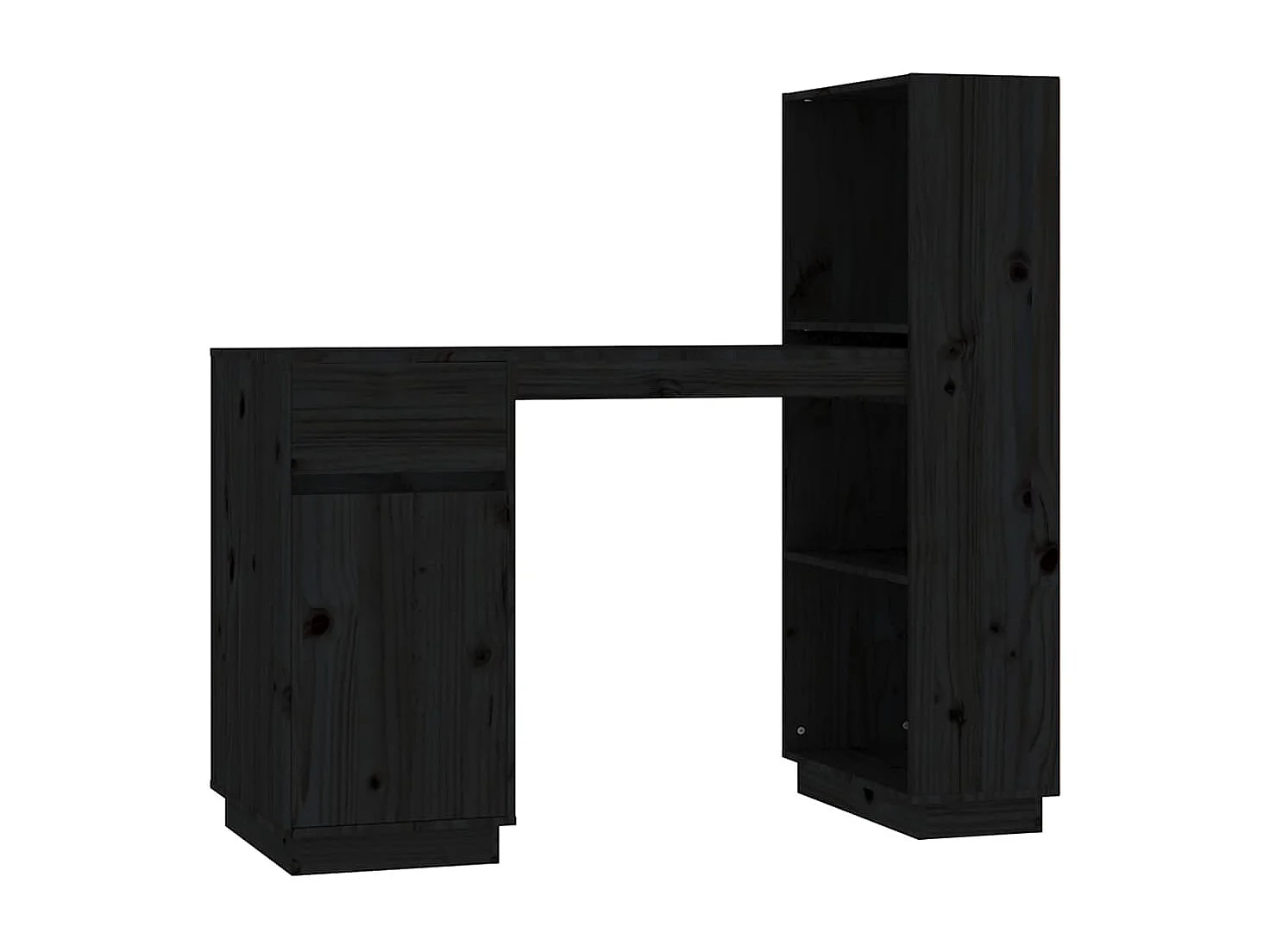 Bureau Noir 110x53x117 cm Bois massif de pin