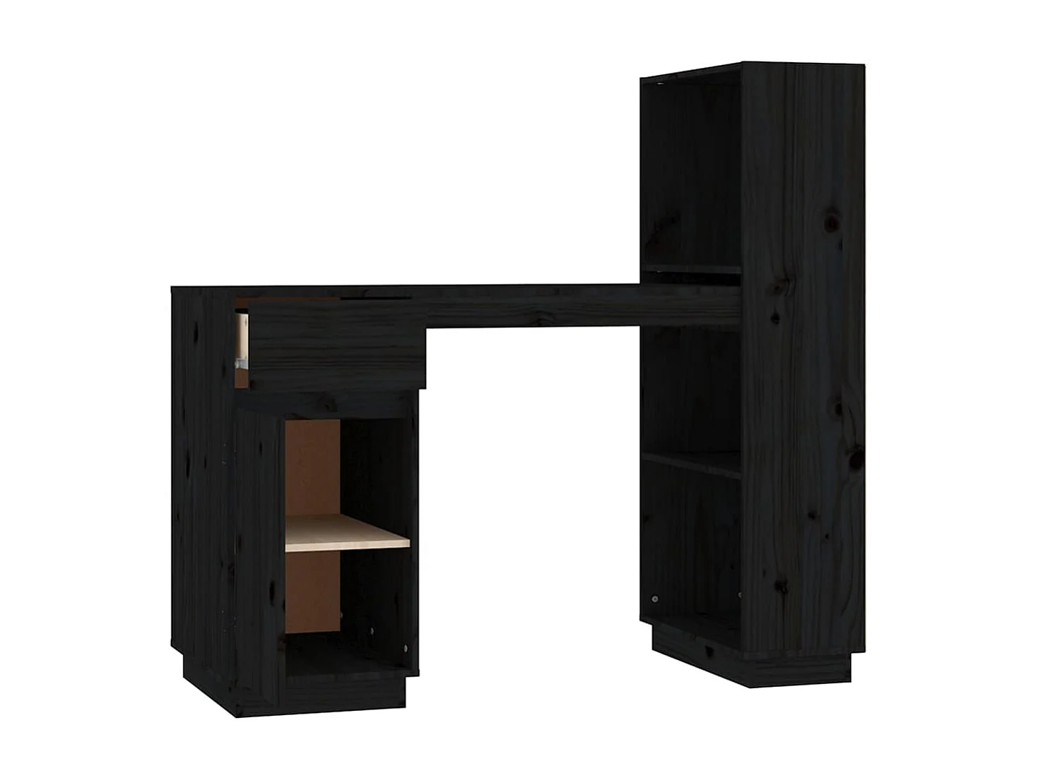 Bureau Noir 110x53x117 cm Bois massif de pin