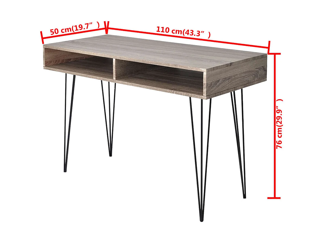 Bureau met 2 compartimenten grijs