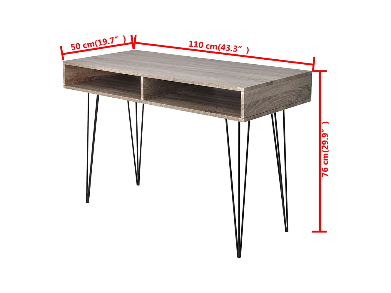 Bureau avec 2 compartiments Gris